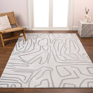 Alcina Modern Scandinavian Graphic Lines High-Low Area Rug